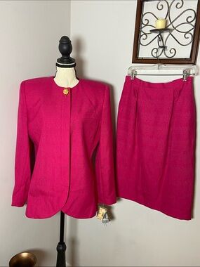 Christopher  French Fuchsia Tailored Blazer and Skirt Set